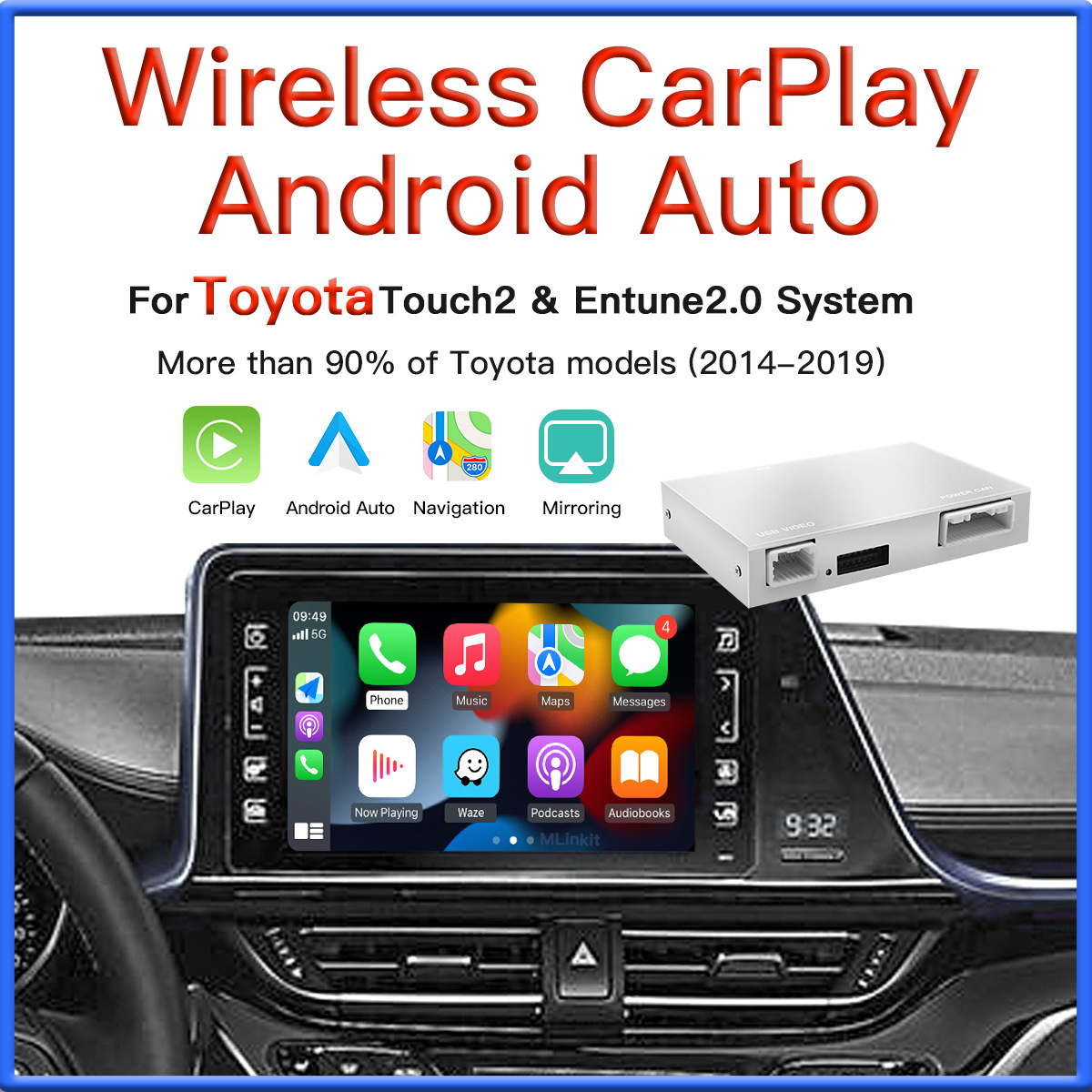 丰田车主福音 14-19款车型无线CarPlay/Android Auto解码器，让车机导航跨越升级